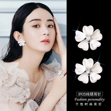韩国气质花朵耳钉女 925纯银耳环夸张时尚百搭简约防过敏耳饰新款