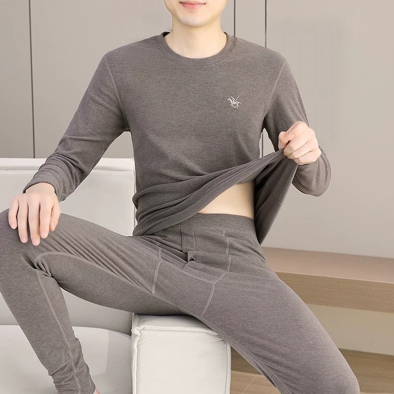 男士德绒发热保暖内衣套装