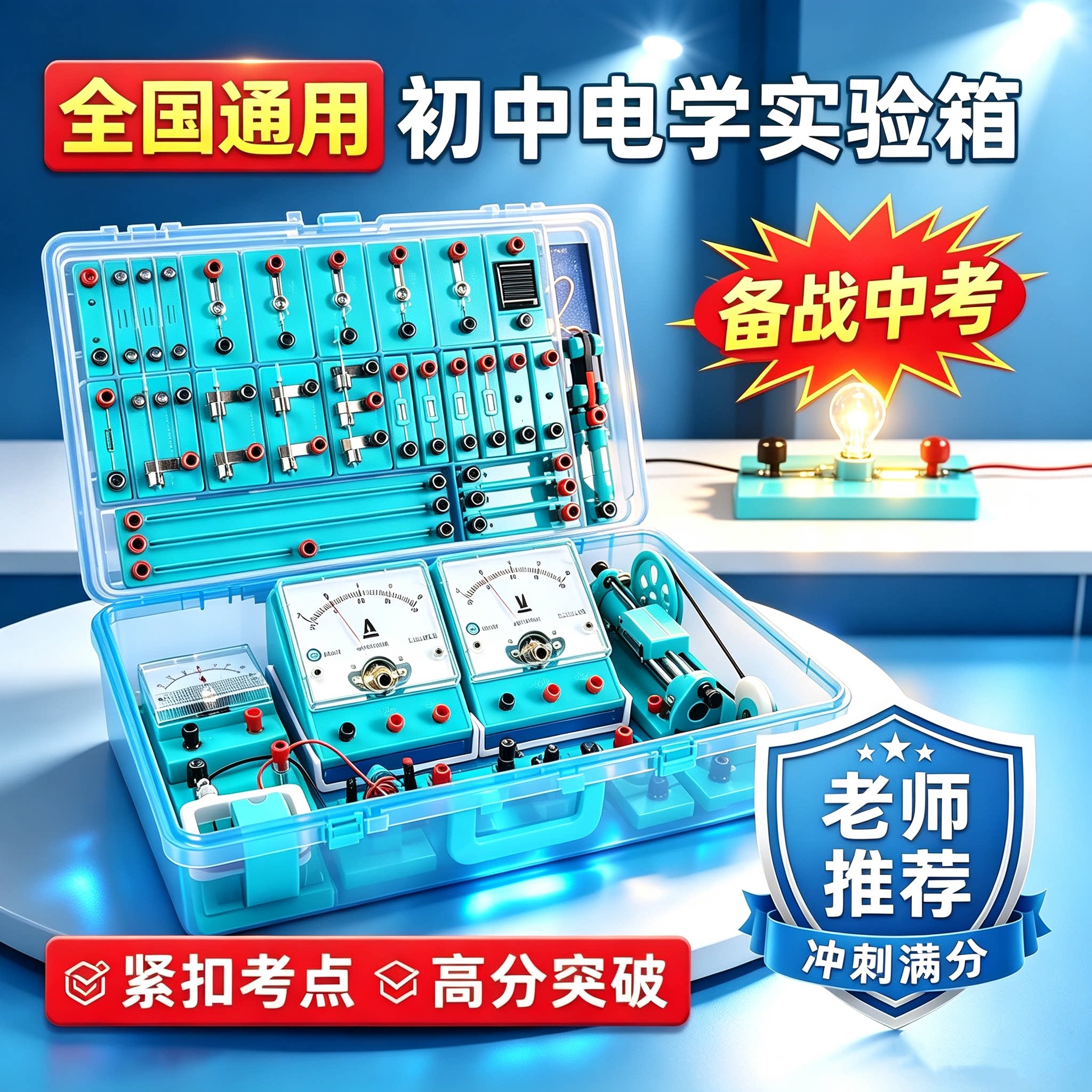 初中物理全套实验器材初二初三中学电磁学电学实验箱八年级九年级中考人教版电路实验盒套装