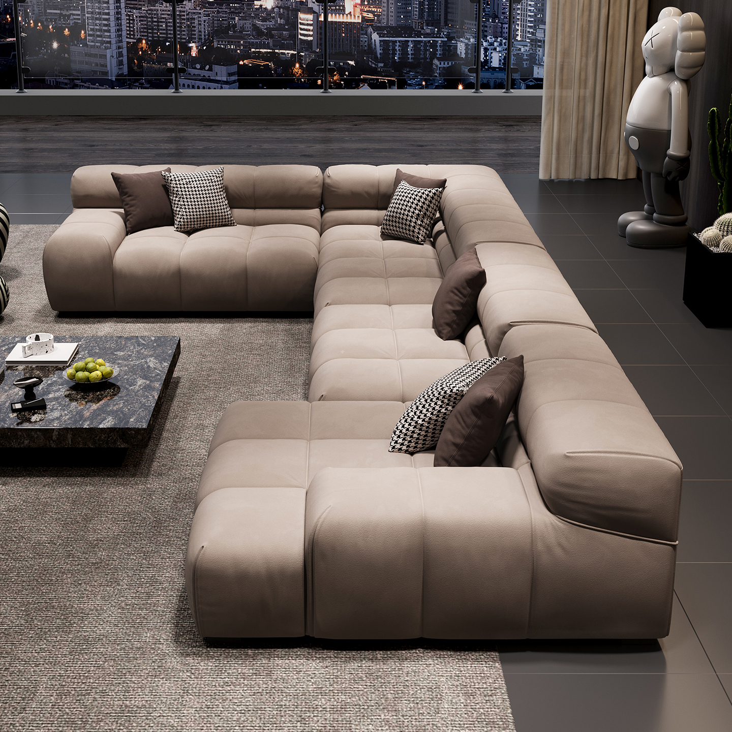 意式大坪数布艺沙发客厅高端大气极简大平层转角别墅豪宅沙发组合