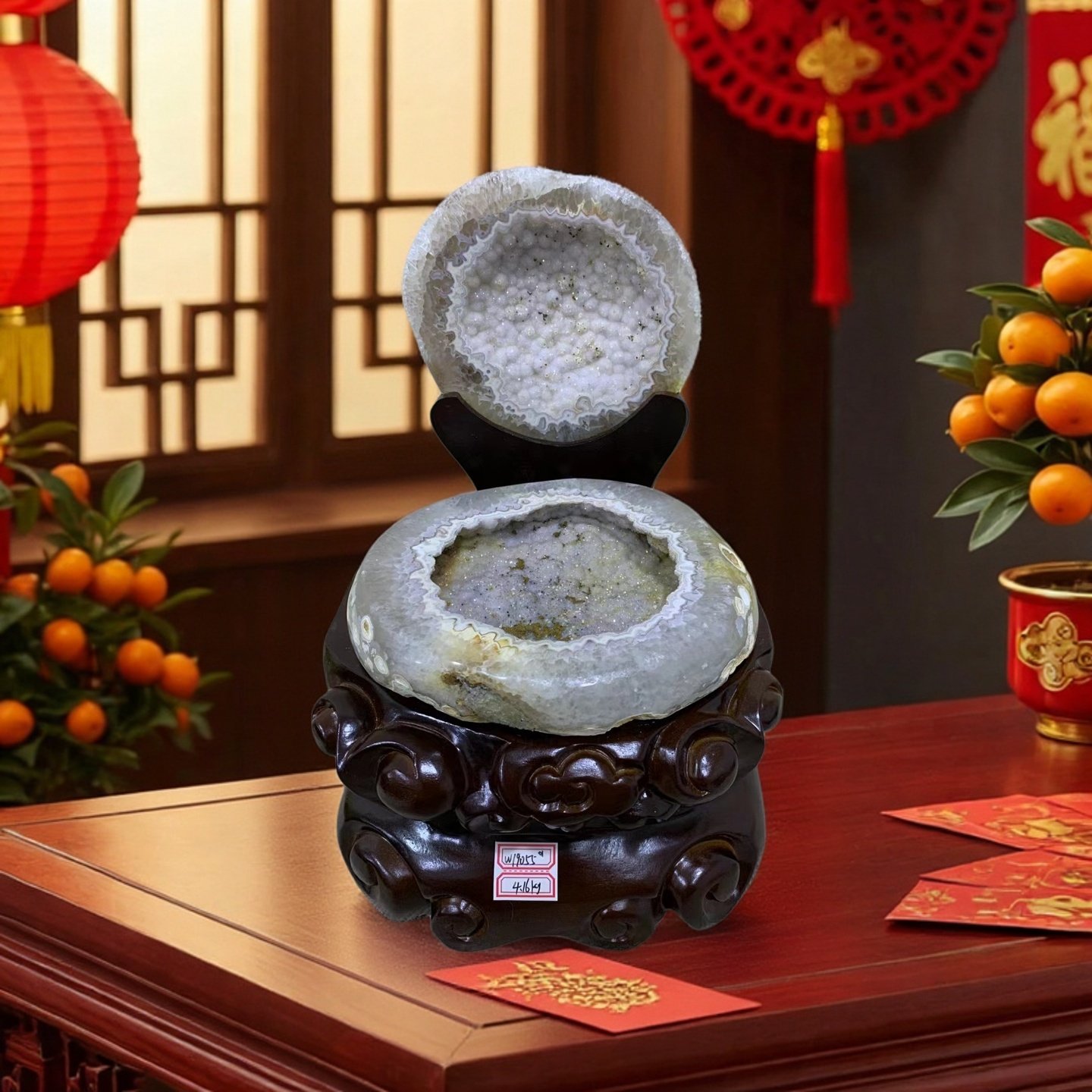 天然巴西玛瑙聚宝盆水晶聚宝盆原矿玄关摆件风水招财开业礼品收藏