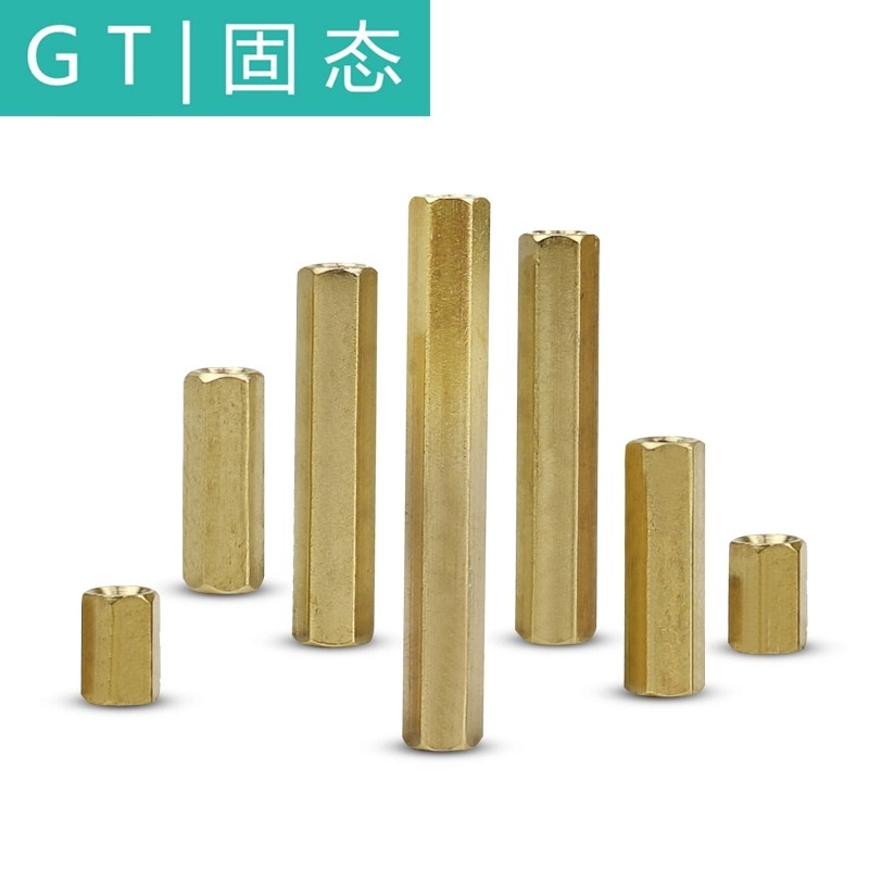 双通铜柱螺丝 平头空心铜柱 六角铜螺柱隔离柱锣丝 铜柱M3长5-60