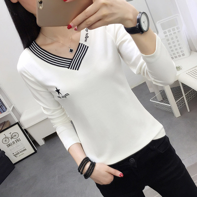 长袖t恤女春秋款印花上衣宽松显瘦休闲纯棉女装秋衣丅桖打底小衫