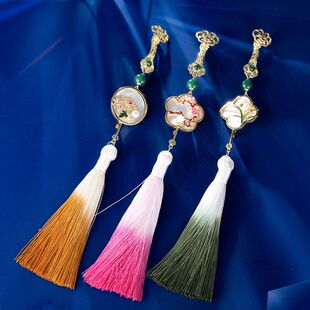 流苏胸针竹菊装 饰贝壳高档女复古中国风天然旗袍胸前兰梅汉服挂件