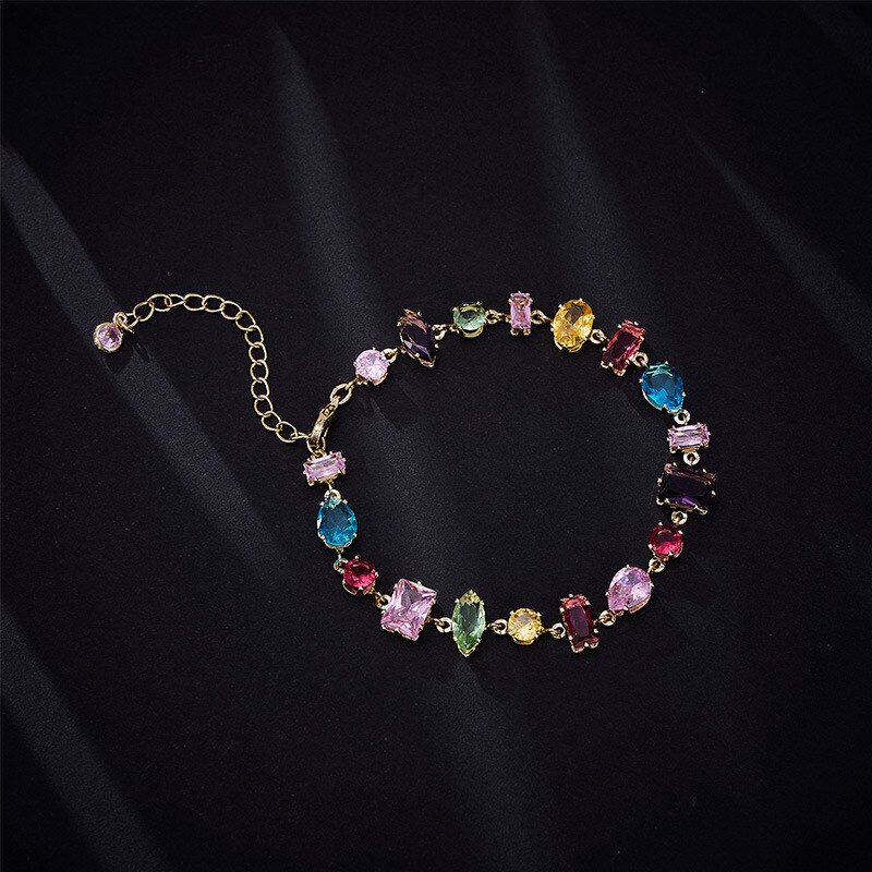 手饰水滴精致多巴胺女高级感糖果百搭几何锆石手链轻奢小众系镶嵌