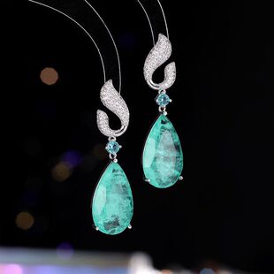 耳饰时冰花女耳坠气质定耳环锆石水滴重工银针新款 尚高s925高级感