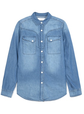 MCS春夏女士休闲牛仔衬衫柔软纯棉户外百搭长袖衬衣女CS18WH606