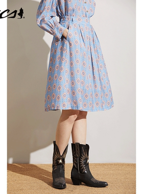 MCS松身版女士印花半身裙裙复古美式百搭做旧耐磨裙子CW22WQ206W