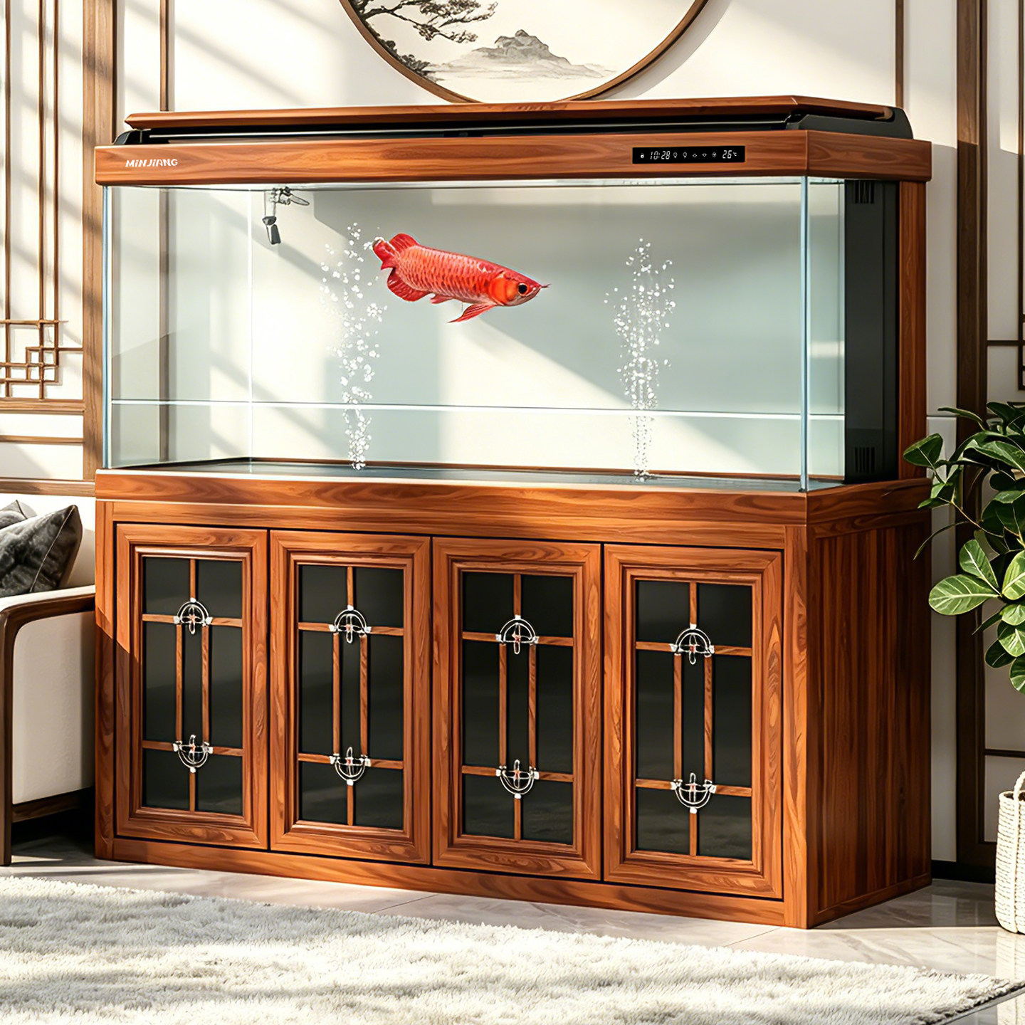 闽江超白鱼缸水族箱客厅家用落地1.5米中大型底滤免换水生态鱼缸