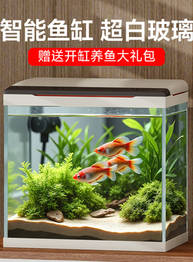 闽江鱼缸小型客厅超白玻璃家用桌面创意生态造景免换水智能金鱼缸