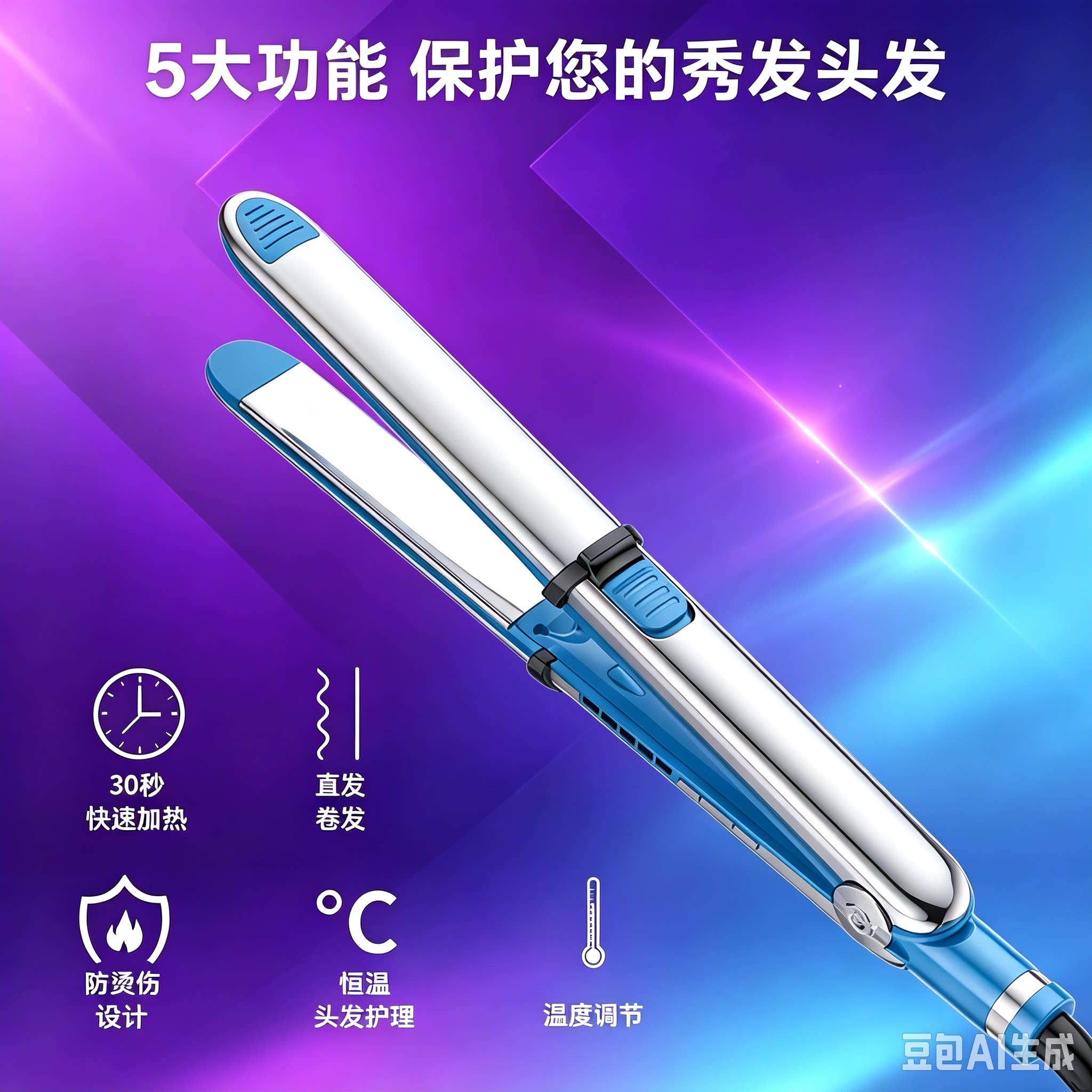 跨境爆款不锈钢夹板二合一卷直两用夹板美发器360度旋转卷直发器