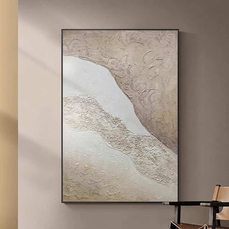 手绘油画河流现代极简轻奢挂画立体抽象玄关装饰画客厅大幅落地画图片