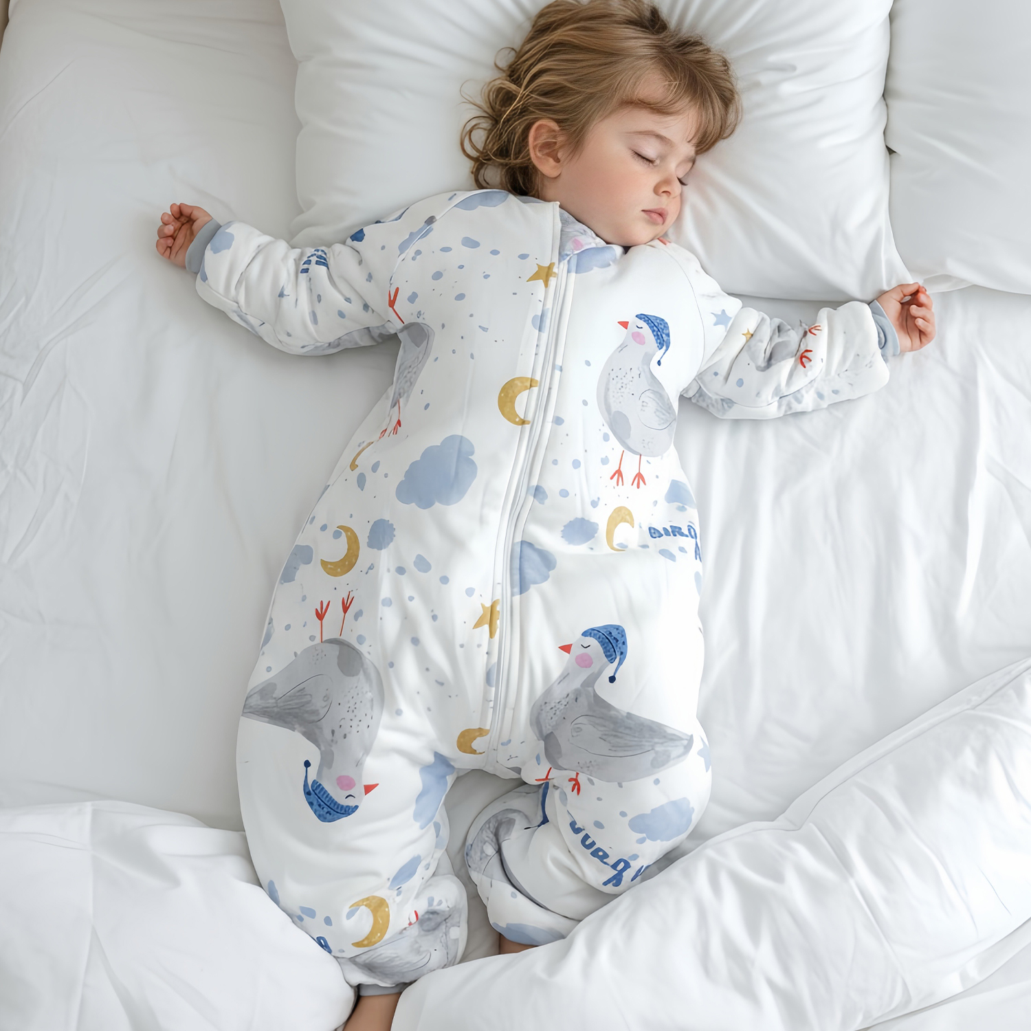 超人豆豆纯棉春秋冬分腿睡袋