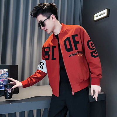 矮个子春季红色字母棒球夹克