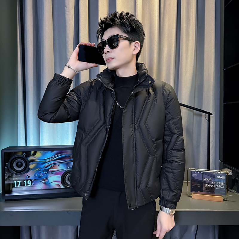 冬季小个子修身立领加厚棉衣男