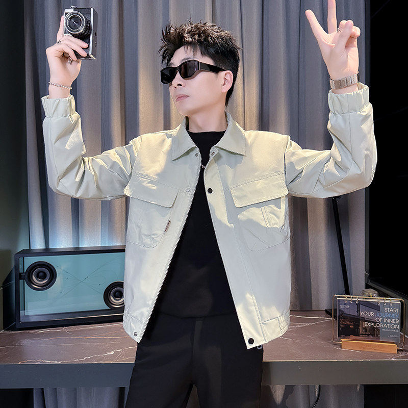 矮个子小码大口袋翻领夹克男