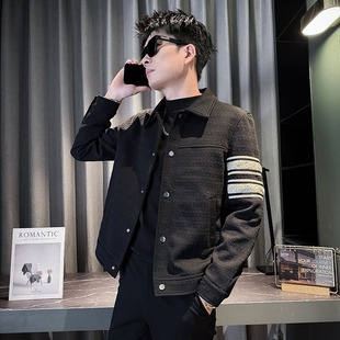 小码外套男秋季潮牌翻领夹克矮小个子S号XS码修身短款上衣155男装