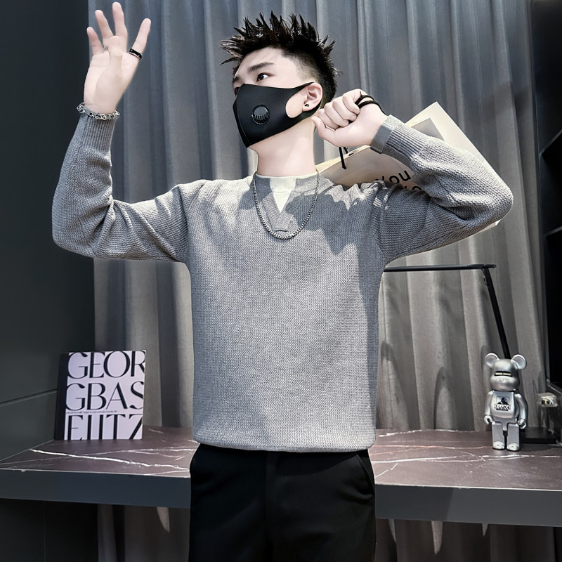 XS155小码男装潮流假两件毛衣