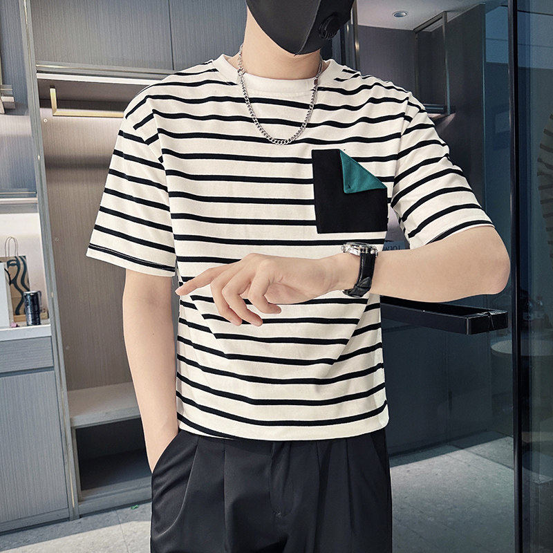 XS小码矮个子条纹短袖T恤男