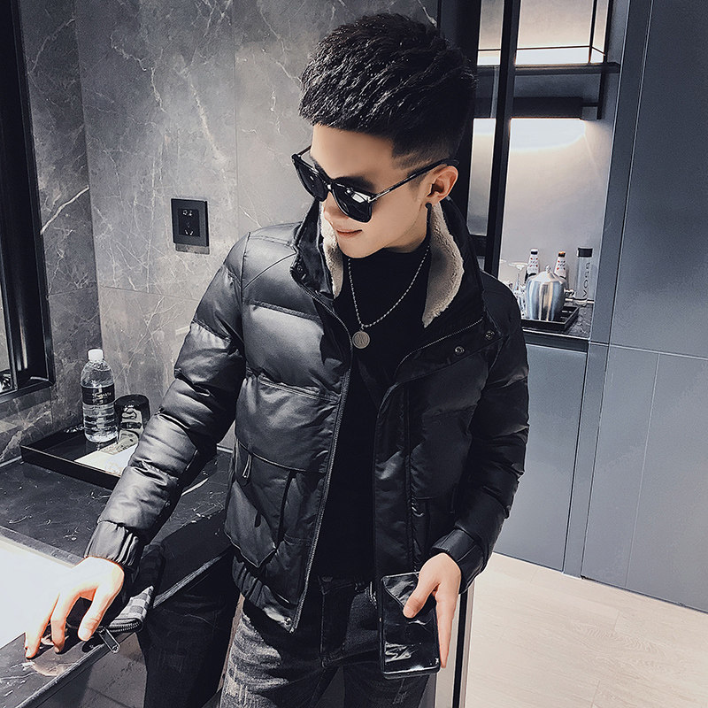 小码男棉服冬季加厚皮衣短款棉衣XS号棉袄矮个子修身羊羔毛领外套