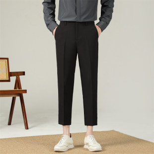 155矮小个子小码男裤26 27码西裤纯色百搭九分裤修身小脚裤西装裤