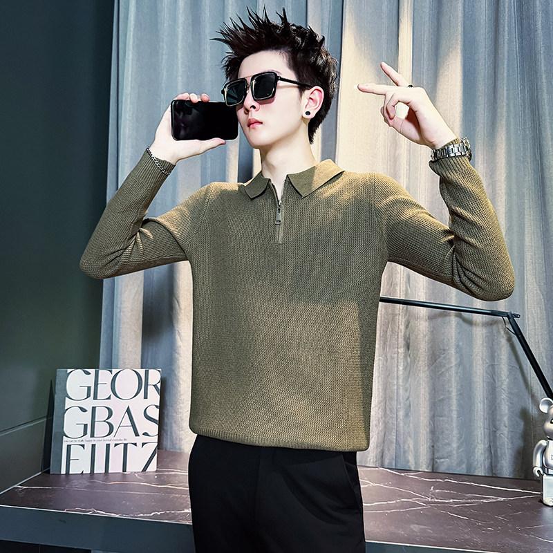 XS小码男装翻领针织毛衣