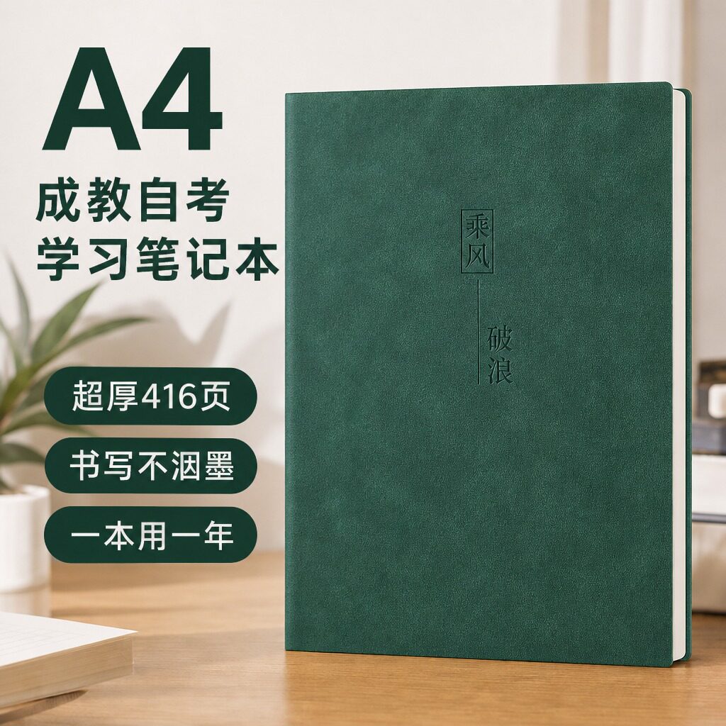 成人自考A4大本子加厚笔记本复古风大开本继续教育升学自习通关记录