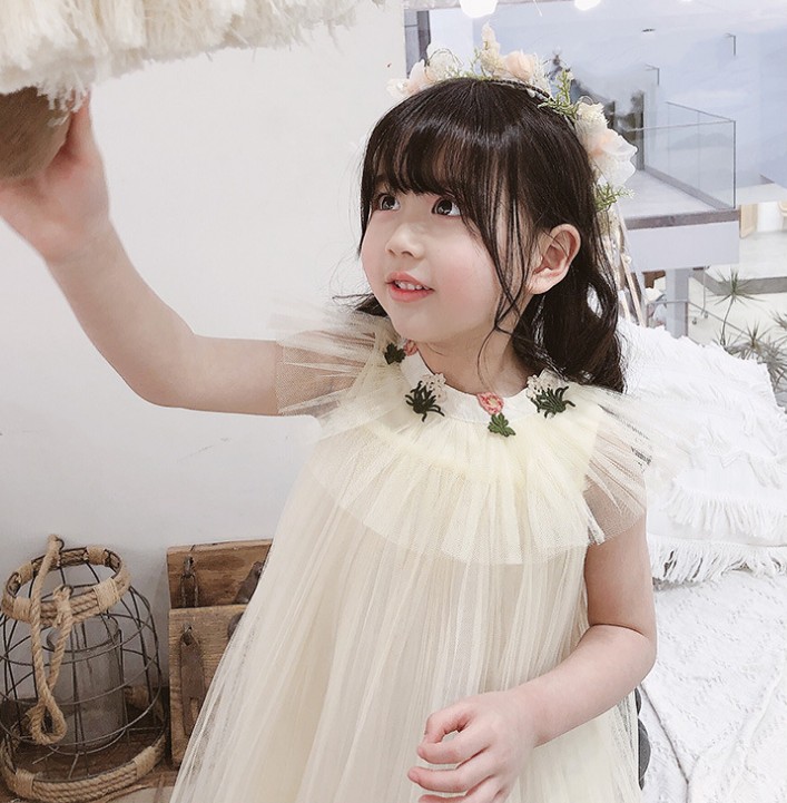 唯美梦幻童装夏款儿童连衣裙宝宝刺绣花连衣裙米纱纱公主裙子118