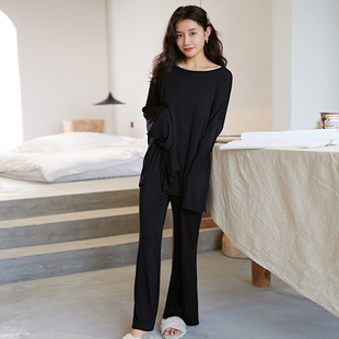 莫代尔睡衣女两件套长袖薄款宽松大码春秋两件套网红高级感家居服