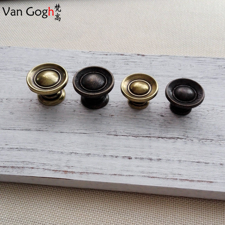 美式青古铜做旧仿古复古单孔圆型拉手乡村田园抽屉衣柜门橱柜把手