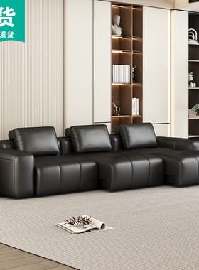 意式极简saba像素模块豆腐块真皮沙发别墅大平层客厅直排伸缩沙发