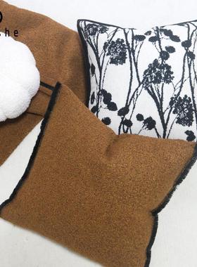 复古沙发抱枕靠枕法式中古风抱枕套土黄色抱枕轻奢高级感床头靠垫