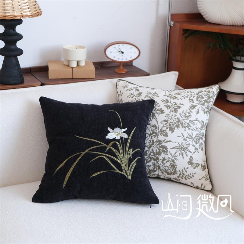 中古风法式新中式刺绣抱枕复古中国风靠枕沙发靠垫花朵绣花靠包