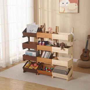 实木置物架落地式多层置物架客厅装饰水果素菜收纳架木质展示架