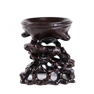 黑檀木实木根雕镂空根艺底座奇石头紫砂茶壶多肉微型盆景几架木托