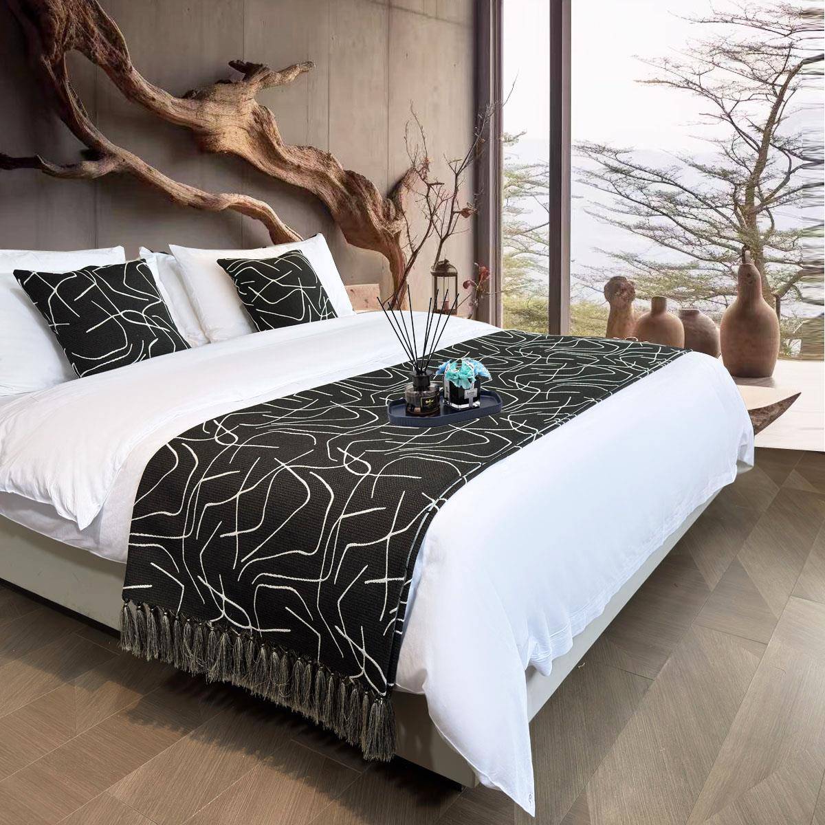 毛毯雪无绒黑白床上毛巾酒店床旗京吉丰Normcore床上毯子和毛巾