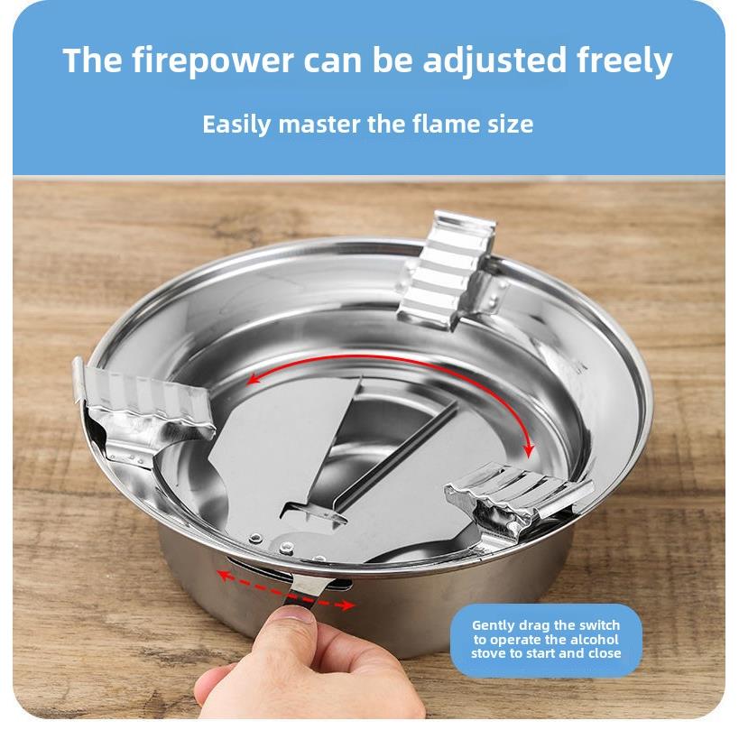 不锈钢酒精炉底座家用火锅炉宿舍酒精锅大号户外便携防风饭店干锅