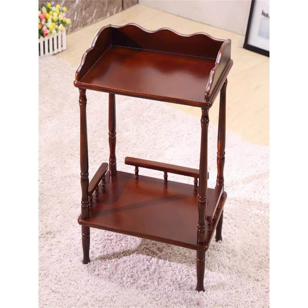 实木小茶几楼茶水架棋牌室麻将桌茶双层置物架沙发边几角几电话架