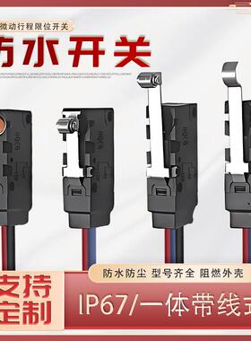 小型防水微动开关按钮限位滚轮D2VW-5L1A-1M防油防尘常开/闭带线