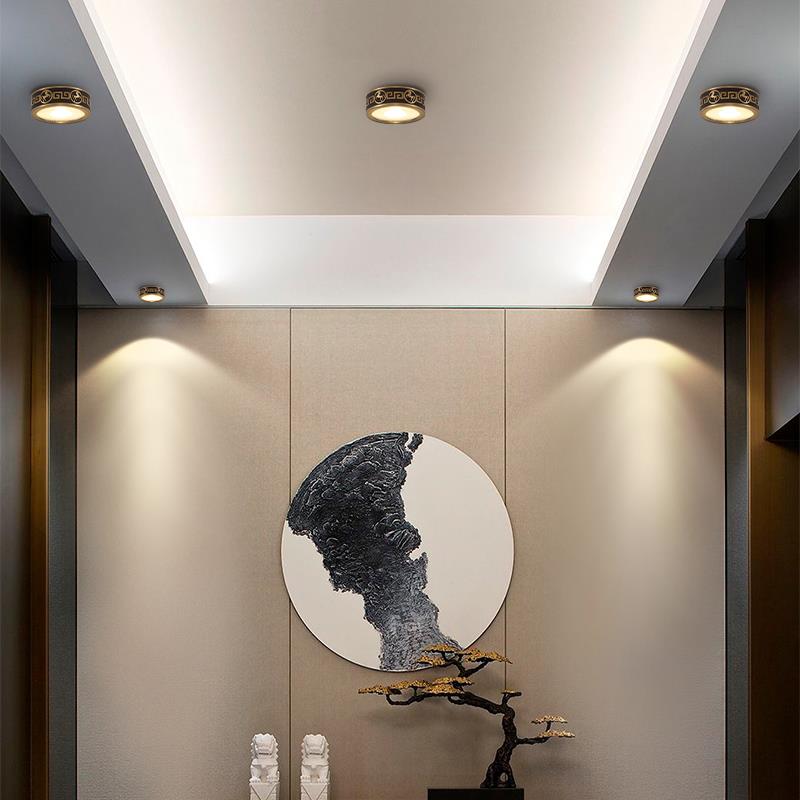 新中式明装筒灯led射灯中国风免开孔过道家用客厅吊顶天花灯