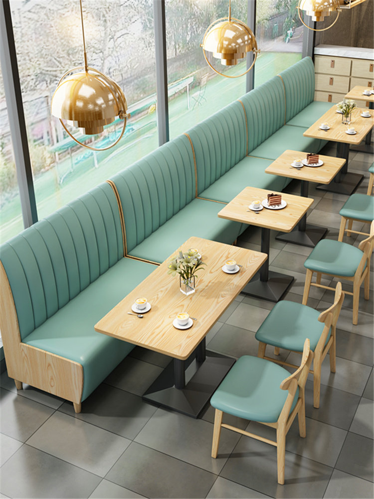 简约清吧西餐汉堡饭店奶茶店双人卡座沙发餐饮桌椅组合定制商用