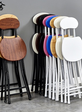 椅子新款铮舍白色小折叠凳成人板凳家用省空间靠背椅餐椅户外折椅