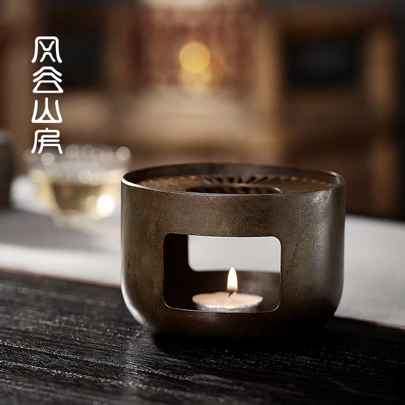 中式复古铜温茶炉火炉蜡烛煮茶底座保温暖茶器提香器烘茶炉温茶器