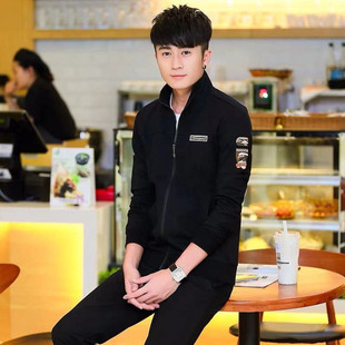 青少年休闲三件套男士运动服春秋长袖卫衣宽松跑步外套潮流套装潮