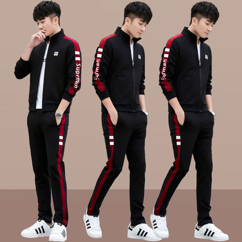 春秋男士运动服薄款休闲三件套春季新款长袖卫衣跑步帅气青年套装