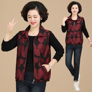 中年妈妈春装马甲外套洋气薄款2025新款中老年女春秋外穿马夹背心