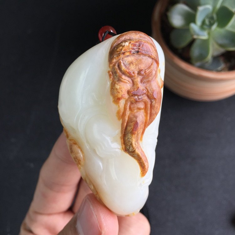 和田玉白玉关公男女款挂件天然正品玉石项链牌吊坠疯了保真挂件