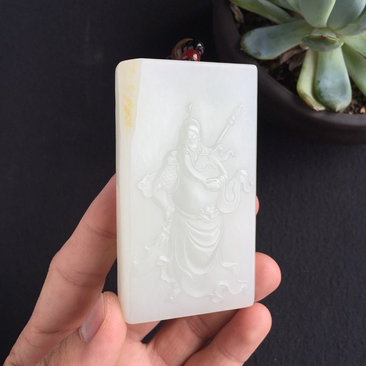 和田玉白玉俄料芭沙料山料关公男女款挂件天然正品玉石项链牌吊坠