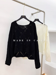 新款 短款 你好菜菜 针织镂空毛衣罩衣韩范女2023春季