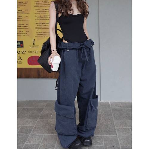 重工水洗男女可穿工装裤阔腿裤女